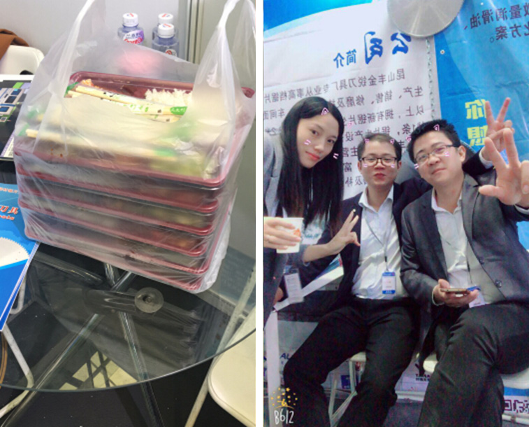 這是參展的鄧氏家人的午餐，順便還有家人出來賣萌!